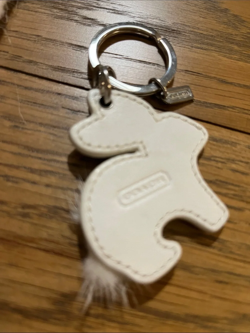 Vintage Coach Cream Bunny Keyring with Pink Ear & Pom tail